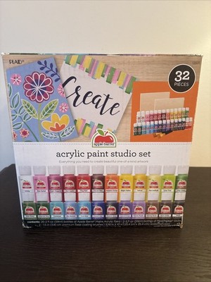 Apple Barrel 26 Color Acrylic Paint Set 2oz Bottles  Modge Podge Brushes Canvase