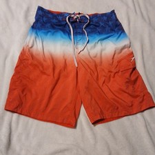 Speedo Swim Trunks Board Shorts Red White Blue Stars Mens Size Medium