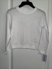 NWT Girls Cat  Jack White Knit Sweater Size XS 4/5