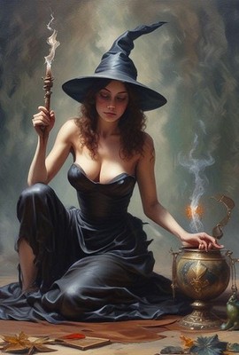 halloween decoration Witch Casting Spells Picture 