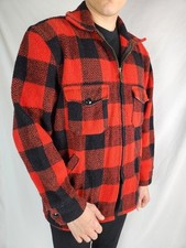 Rare 1950s Vintage Mens 100 Wool Buffalo Plaid Full Zip Field Jacket