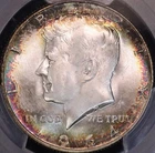 1964 D Kennedy Half Dollar PCGS MS66 30th Anniversary Holder, Toned