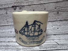 Tazza da barba vintage vecchia spezie nave amicizia ceramica panna avorio smalto pazzo