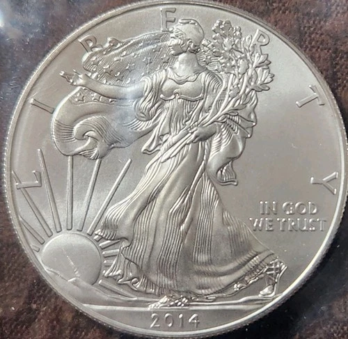 2014 Walking Liberty Eagle Silver Dollar 1 oz Lot of 2 .999 Fine. BU No Toning