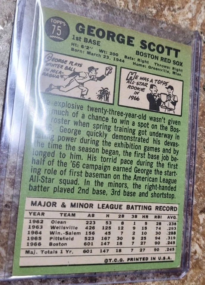 1967 Topps - George Scott #75 - Image 2 of 2