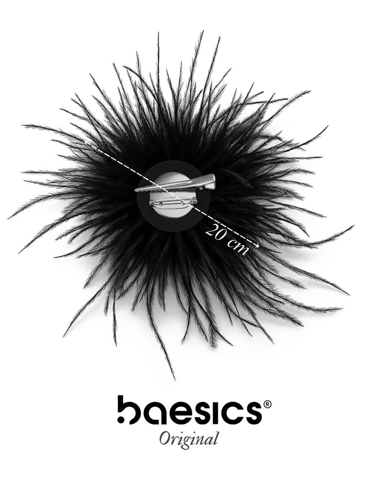 Feder Brosche aus Straußfedern mit Anstecker, Hutaccessoire, Haarclip Baesics - Bild 4 von 4