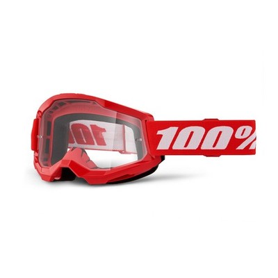 100% Strata 2 Junior Goggle - Clear Lens FA23 red 
