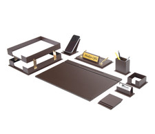 Leather Desk Set 10 Piece Office Organizer Luxury Desk Accessories Personlizable
