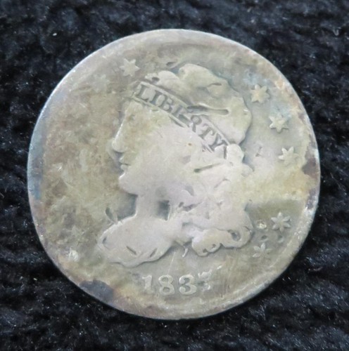 1837 Capped Bust Half Dime * Bent * Circulated * Last Year * Large 5 * 6407