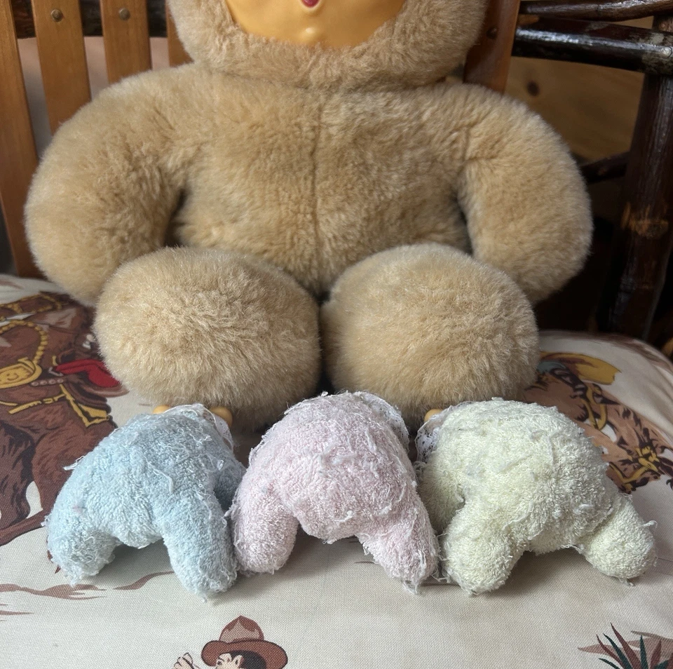 Винтажный резиновый плюшевый медвежонок плюшевый набивка мама сюрприз комплект из 3 детенышей одуванчика - Изображение 4 из 4
