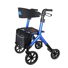 WALK MATE Pro Blue 10" wheel Rollator Walker Transport Chair Seniors WM02061