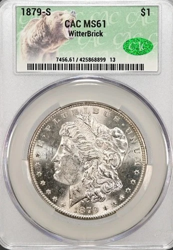 1879-S $1 Morgan Dollar CACG MS61 (CAC) WitterBrick Slab, Signed