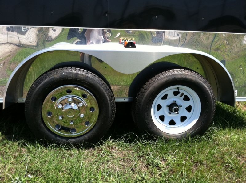 (2) 15" Stainless Steel Trailer Wheel Hub Caps Rim Covers SHARP