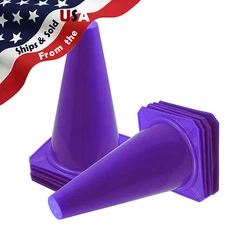 Quantity 10 9" Tall PURPLE CONES Sports Training Safety Cones Go-Cart Slalom