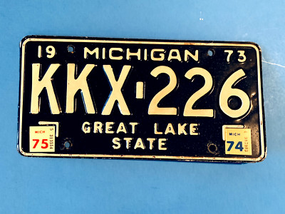 1973 Michigan License Plate Car Tag KKX-226 Great Lake State #22