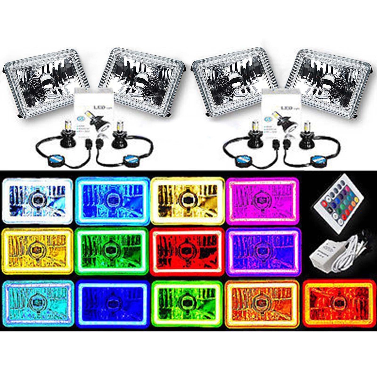 BOOMBOOST 4 Stuks 131mm RGB LED Angel Eyes Koplamp - Multi-Color Halo Ring Xenon Licht Voor BMW E36 E39 E46