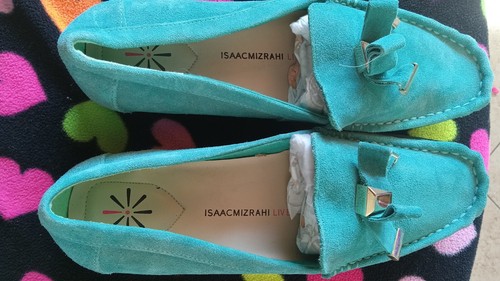 Isaac Mizrahi Live Imalia 8.5w Teal Green Leather Shoes Woman Suede - Picture 5 of 9