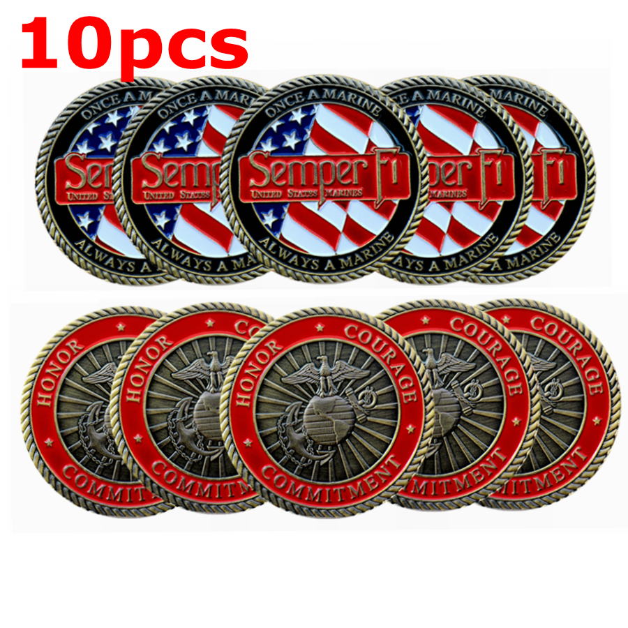 10pc Marine Semper Fi Challenge Coin A MARINE ALWAYS A MARINE US