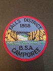 VINTAGE 1958 BOY SCOUT FALLS DISTRICT B.S.A. CAMPOREE STUNNING PATCH EXCELLENT  — photo 1