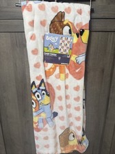 New Bluey Bingo Chili & Bandit Valentine 50"x70" Throw Blanket On Hanger & Tag