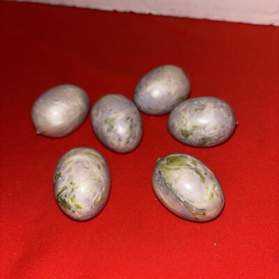 6 Beautiful Decorative Plastic? Alabaster Eggs- Estate Find