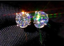 2Ct Round Cut Lab Created Diamond Solitaire Stud Earrings 14k White Gold Plated