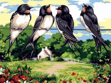 Seg De Paris Needlepoint canvas for halfstitch without yarn The Swallows SE92...