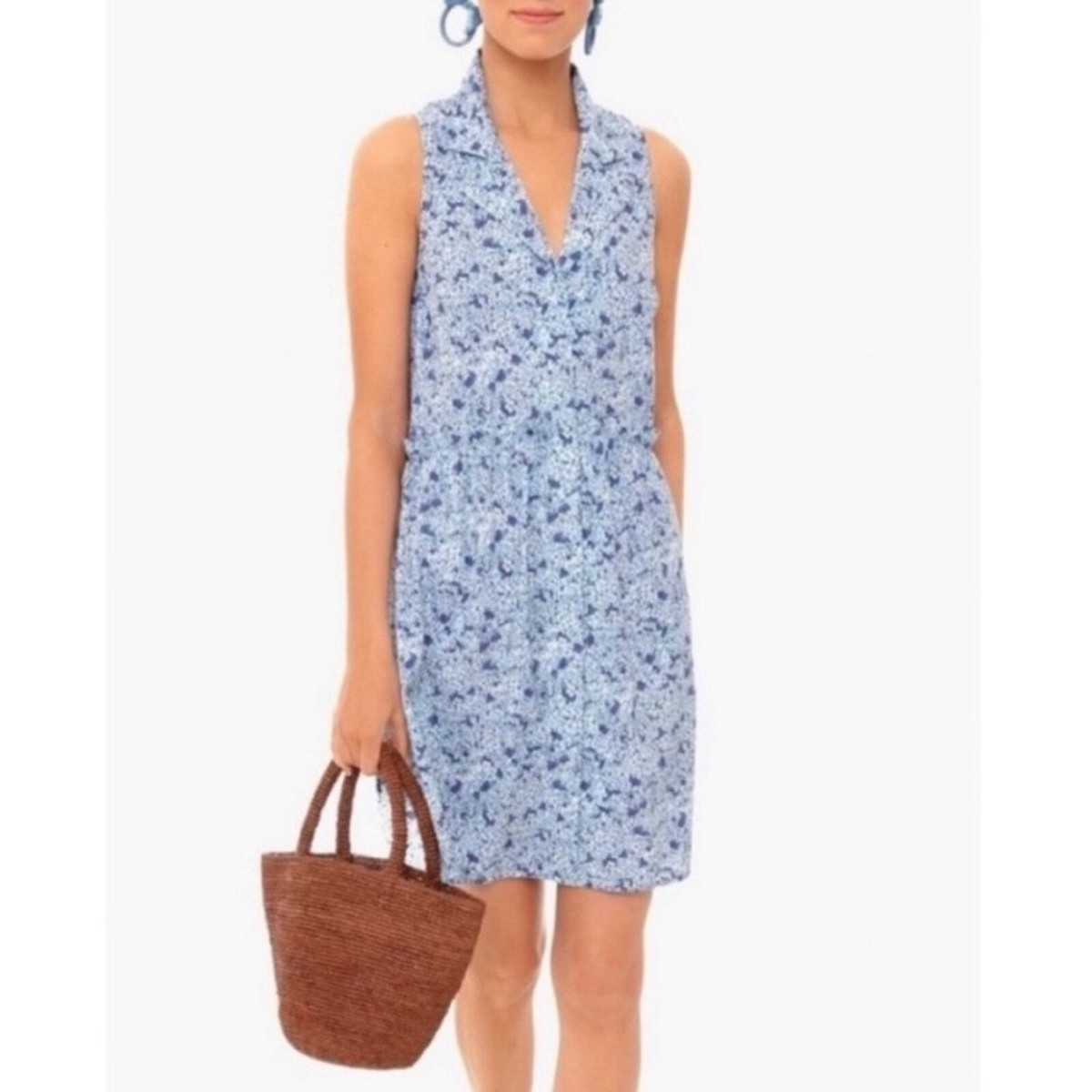 Tuckernuck Royal Shirt Dress Blue Hydrangea Floral Dress Collar Vneck NWT |  eBay