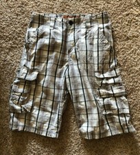 Boy's Size 14 Lee Dungarees Plaid Cargo Shorts Adjustable Waist 100 Cotton