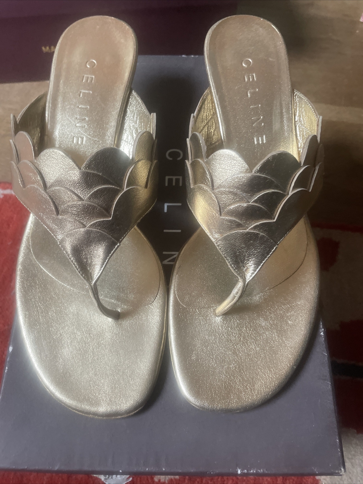 PANTOFOLA D’ORO Celine Mules oro Phoebe Philo Era taglia 40 adatto a 39 6