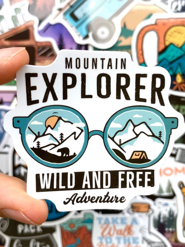 Adesivos de vinil para laptop 5-100 peças caminhada aventura acampamento viagem ao ar livre - Imagem 3 de 4