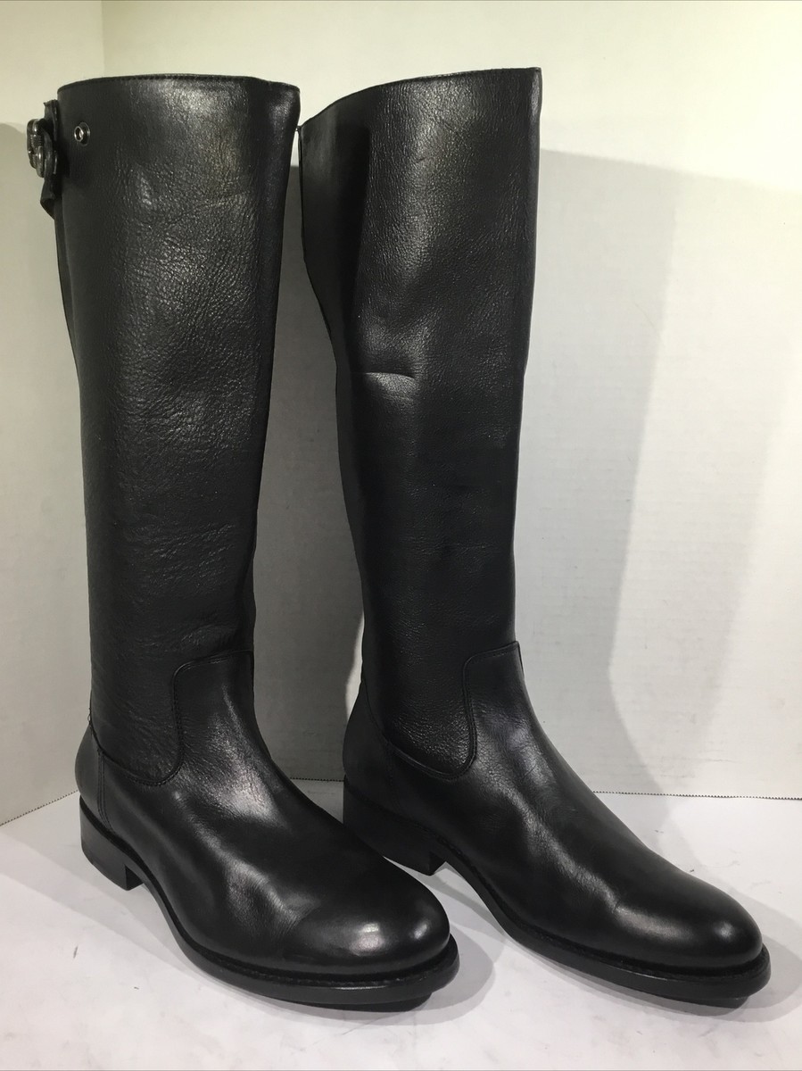 Frye Womens Sze Jayden Buckle Back Zip Black Leather Equestrian Boots  ZF-125