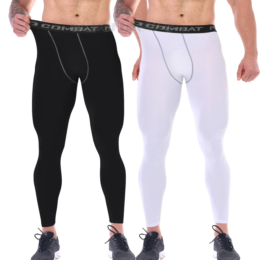 Men Compression Pants Thermal Tight Base Under Layer Workout Leggings Gym Sports