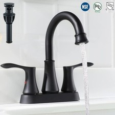 Swivel Spout 2-Handle Bathroom Lavatory Faucet Matte Black with Pop-up Drain