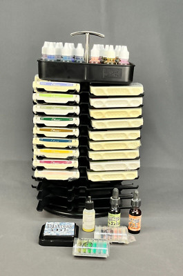 Stampin Up 48 Slot Caddy Rotating Storage Rack w/38 Stamp Pads + 29 Ink ...
