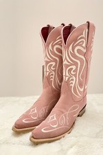 BOTAS OCCIDENTALES FERRINI MUJER BELLE ROSA POLVORIENTO Cuero - Puntera Corta Talla 6 Nuevas con Etiquetas