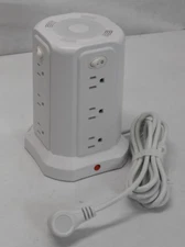 Passus Long Extension Cord 10ft 1625W w/ Multiple Outlets Surge Protector White