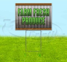 FARM FRESH PRODUCE 18x24 Yard Sign WITH STAKE Corrugated Bandit USA MARKET