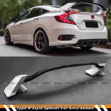 FOR 16-2021 HONDA CIVIC 4 DOOR SEDAN 2 TONE WHITE BLK TYPE R STYLE SPOILER WING