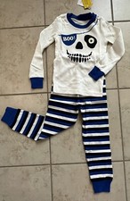 Gymboree Boy SZ 4 Halloween Boo Gymmies Pajamas NWT Blue Black  White.