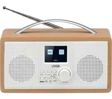 Logik FM DAB Radio Portable Retro Style Alarm Clock L45DABW23 - White/Brown