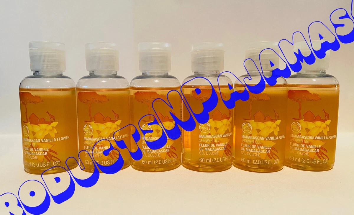 LOT of 6 The Body Shop MADAGASCAN VANILLA FLOWER Shower GEL 2.0oz 60ml