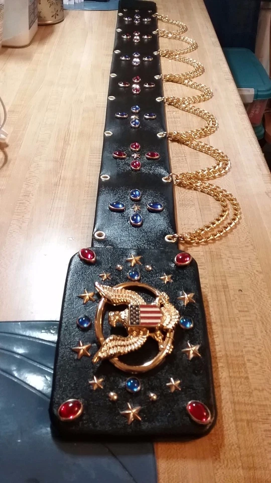 CINTURÓN MONO NEGRO ESTILO ELVIS con Hebilla Diseño Águila Americana Foto 2 de 3