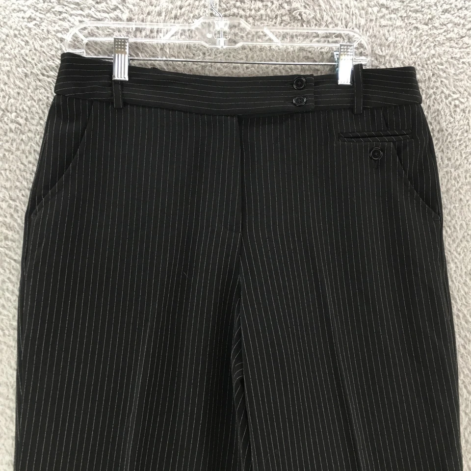 Calça social feminina Larry Levine stretch perna larga 10 preta xadrez zíper mosca - Imagem 2 de 4