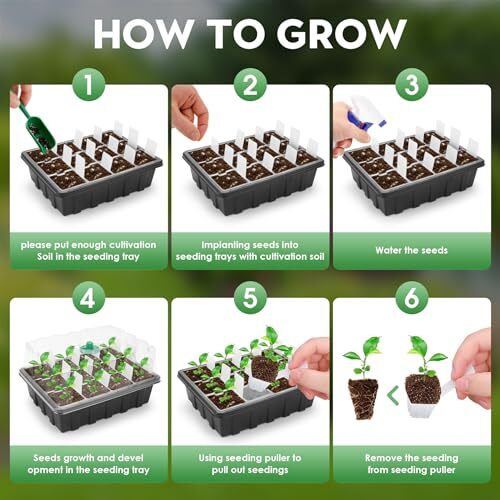 -5 Pack Plant Trays with 60pcs Puller Reusable, Seed Starter Tray 0907-12-5P - Picture 6 of 7
