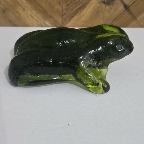 Vintage Pilgrim Green Glass Frog Paperweight