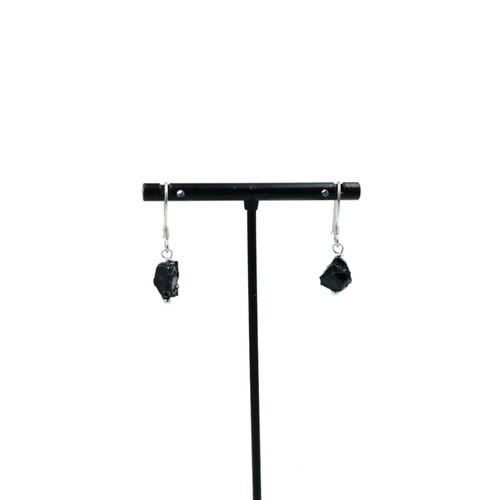 Himalayan Black Tourmaline 18" Necklace & Drop Earrings Minimalist Jewelry Combo - Picture 6 of 7