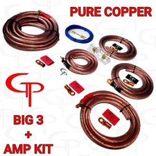 1/0 Big 3 Upgrade  Amp Wiring install kit OFC GP Car Audio Clear Jacket