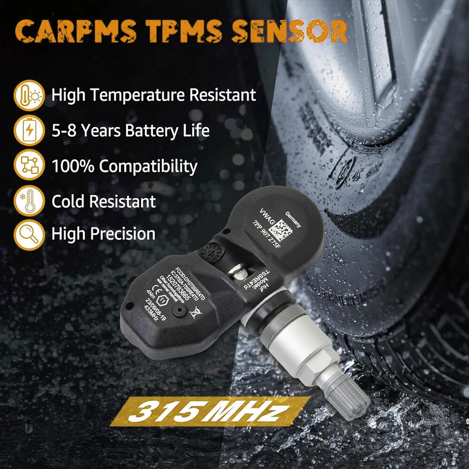 Sensor de presión de neumáticos TPMS de 4 piezas para Audi A4 A6 A8 Q7 R8 Cayenne Cayman 433 MHz Foto 3 de 4