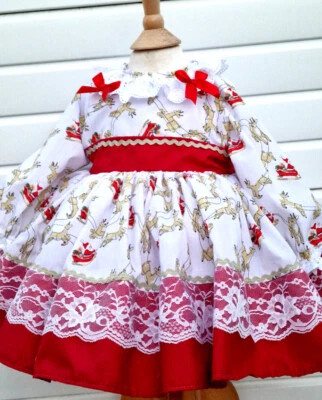 DREAM 0-8 years BABY GIRLS xmas reindeers santa traditional romany netted dress